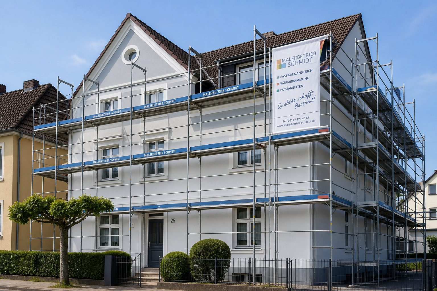 Fassadenanstrich an Wohngebäude